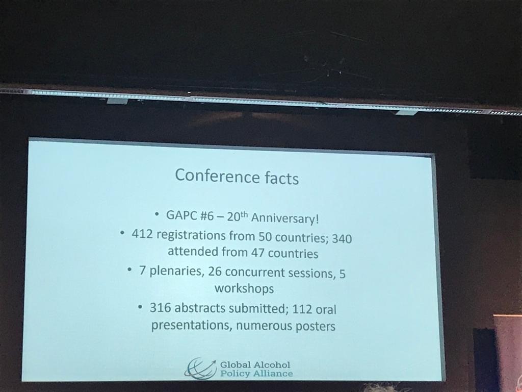 A photo of some conference facts:
GAPC 20th anniversary
412 registrations
7 plenaries
316 abstracts
112 oral presentations